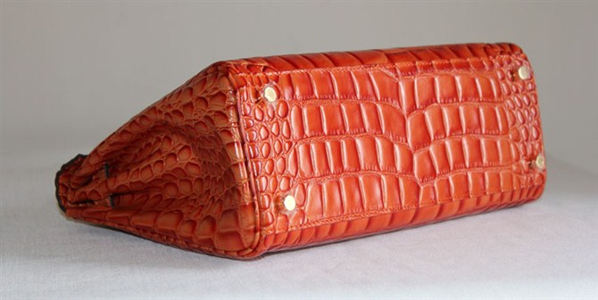 7A Replica Hermes Kelly 32cm Crocodile Veins Leather Bag Orange HC0001 (4)